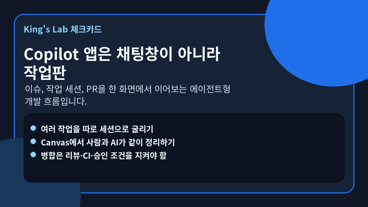 GitHub Copilot 앱, 채팅보다 중요한 건 작업판입니다 썸네일